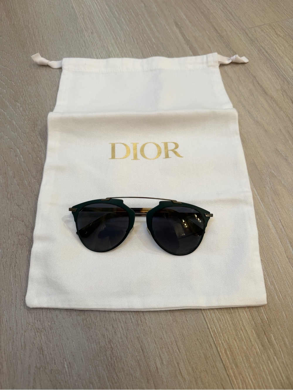 Dior Women's Green Frame Sunglasses with Black Lenses